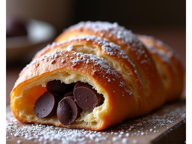 Decadent Pain au Chocolat with visible chocolate pieces