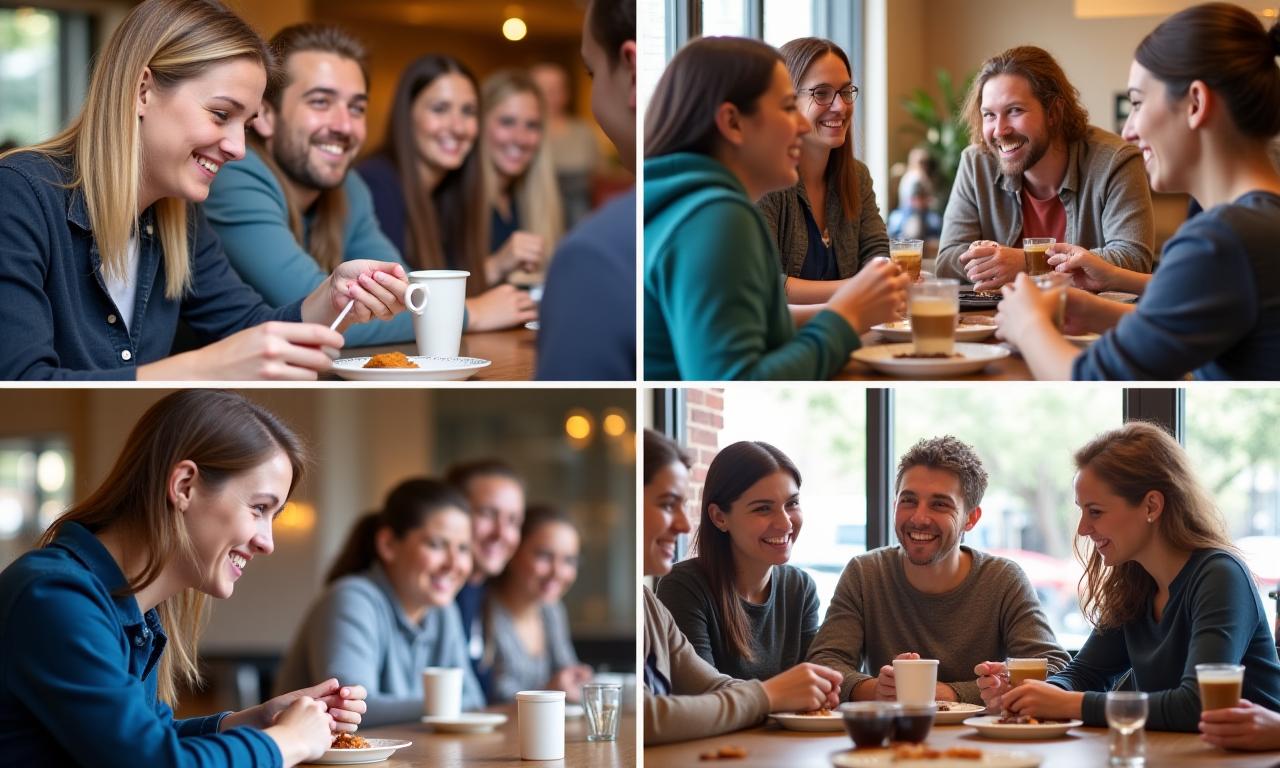 Collage of happy participants enjoying various coffee workshops at Hearth & Kettle